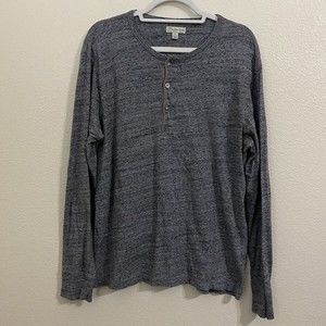 J.Crew Mens Shirt Size Large Gray Henley Slim Long Sleeve Pullover